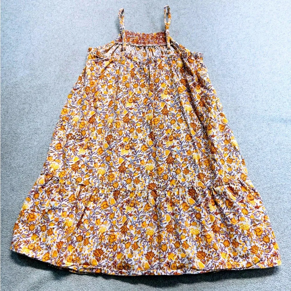 Old Navy Tiered Cami Dress Kids Size S 6-7 Yellow Floral Smocked Boho Sundress